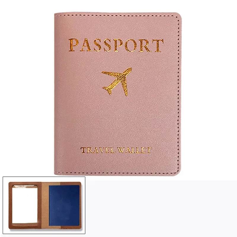 porte-passeport en cuir pu pour femmes et hommes, clip multifonctionnel pour billet d'avion, portefeuille et étui pour carte d'identité, 1pc