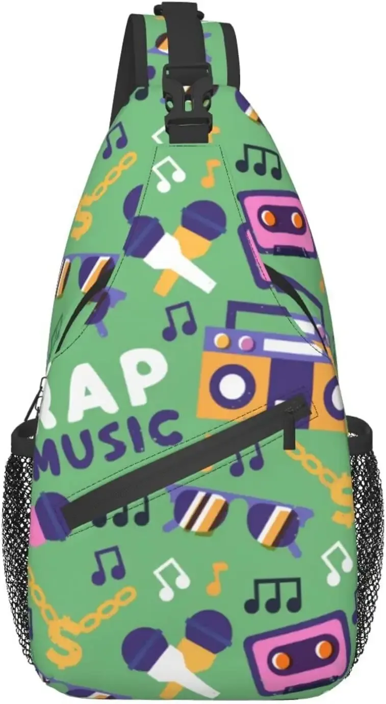 sac à bandoulière musical pour femmes et hommes, proximité de la main, motif sans couture, sacs initiés, sac à dos décontracté, sac de poitrine