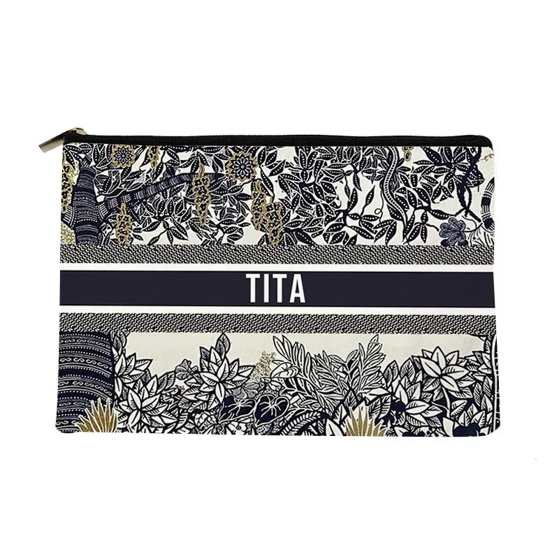 sac de maquillage avec nom personnalisé, cadeau de demoiselle d'honneur, organisateur de cosmétiques de voyage, sac latéral en toile pour dames, trousse à crayons, porte-monnaie de rangement 25