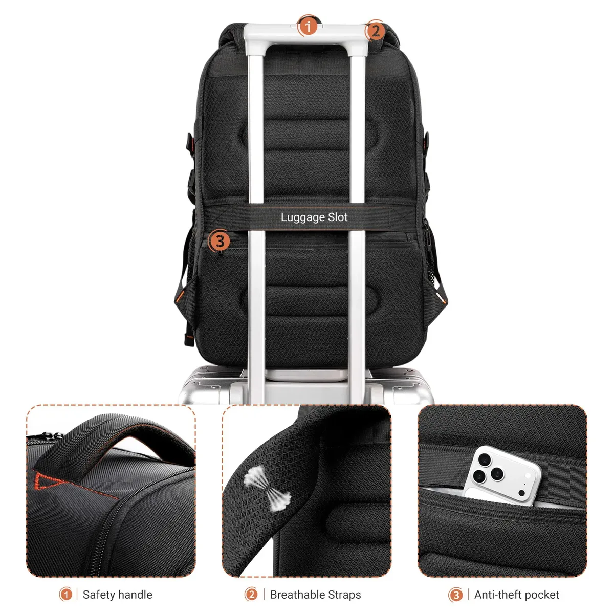 sac à dos multifonctionnel heroic knight pour hommes, sac de voyage extensible pour ordinateur portable 17,3 pouces, avec port usb, imperméable, élégant, idéal pour l'université.