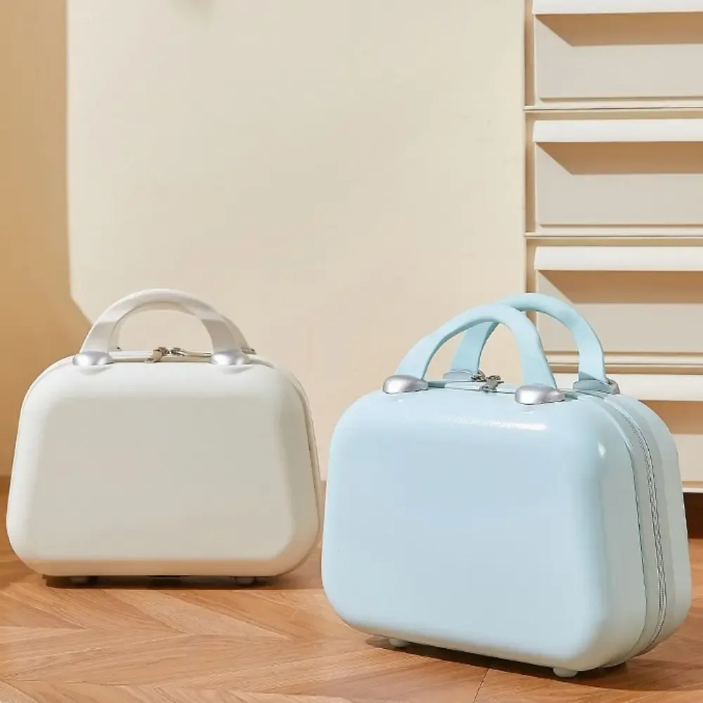 boîte de rangement pour articles de toilette, valise carrée de couleur unie, fermeture éclair, 14 pouces, trousse de maquillage portable de grande capacité, pour l'extérieur
