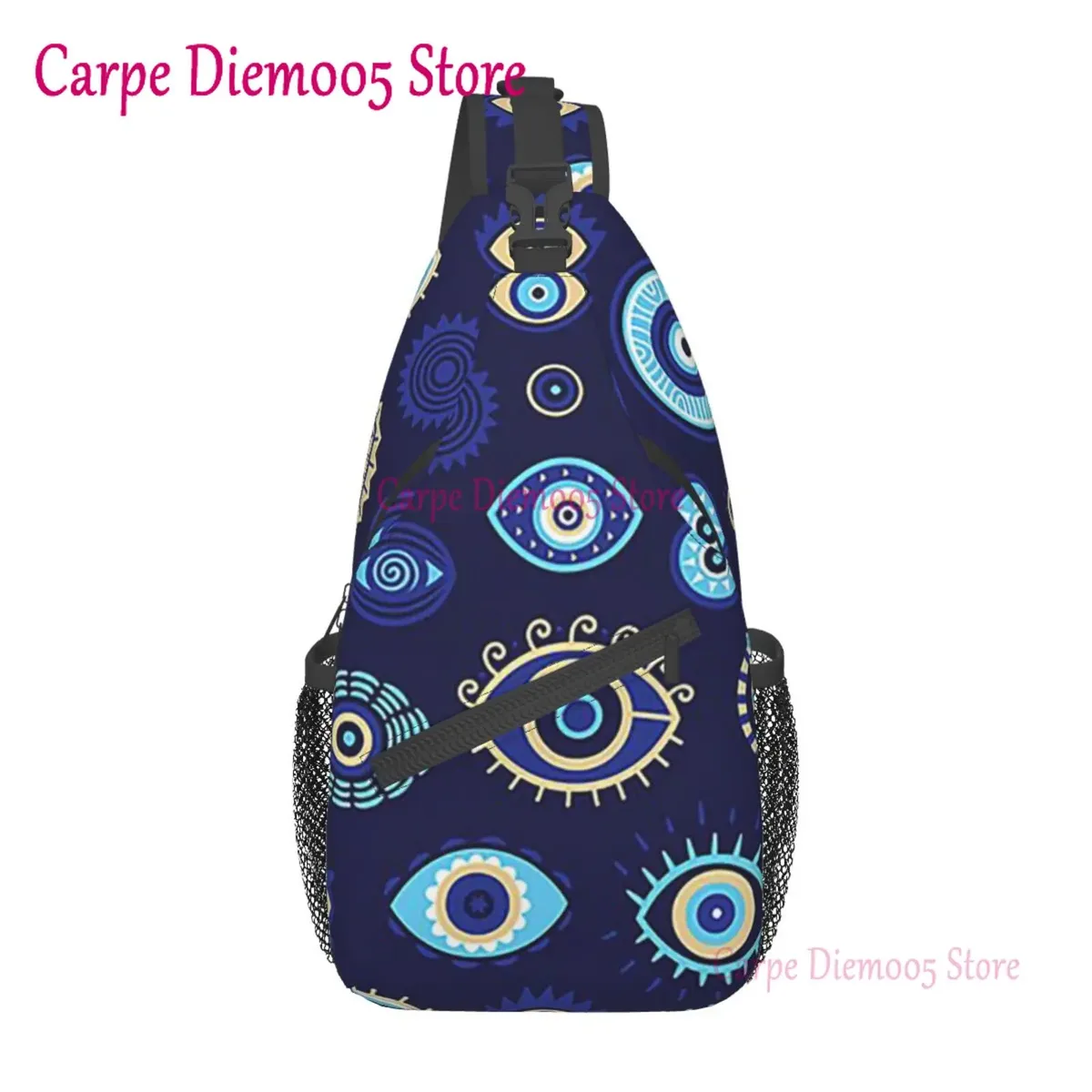 sac à bandoulière bleu marine et aqua nazar pour hommes, sac à dos porte-bonheur mauvais œil, sac de poitrine pour randonnée
