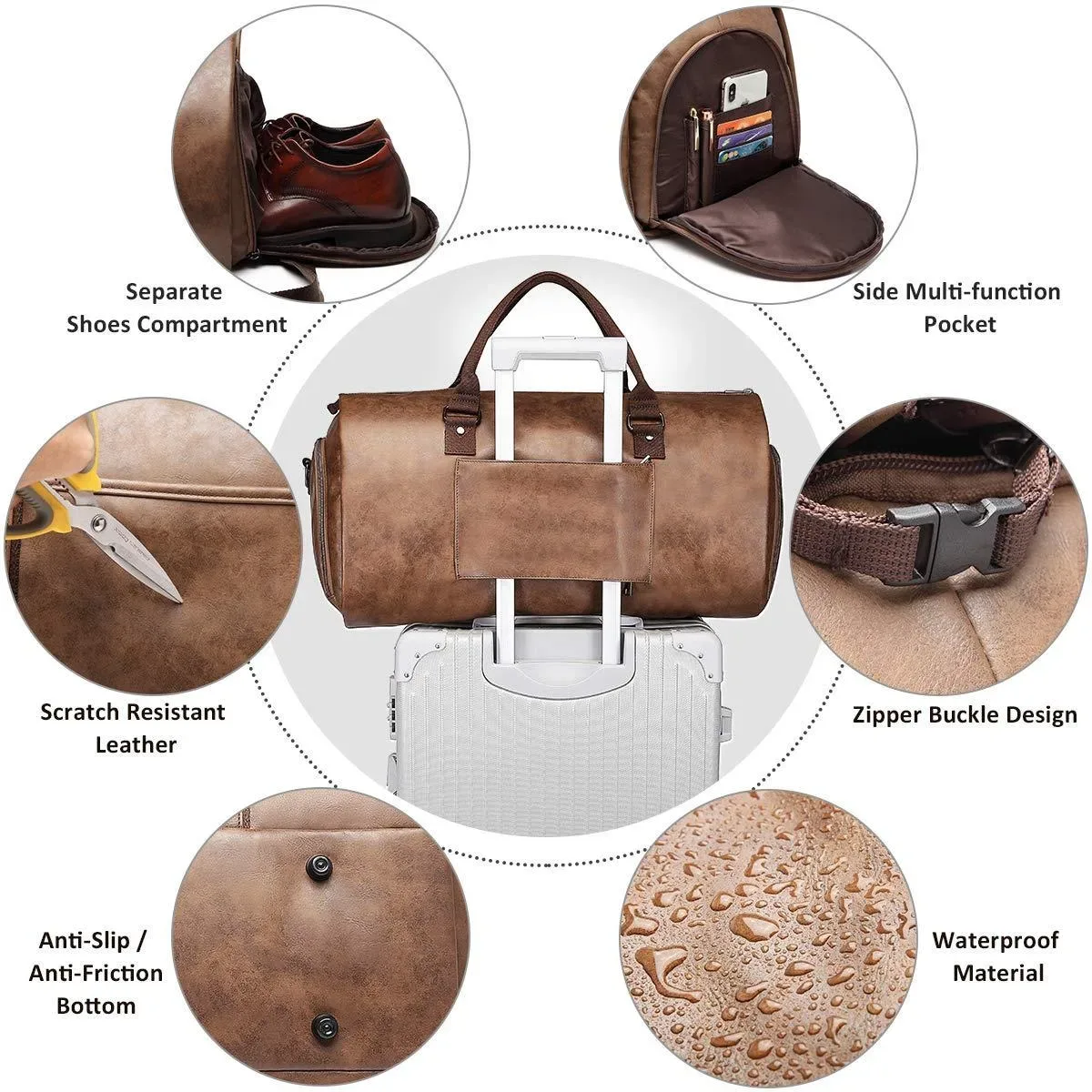 sac de voyage étanche de grande capacité, sac de transport pour vêtements, sac polochon en cuir pour vêtements, sac de voyage pour costume pour hommes