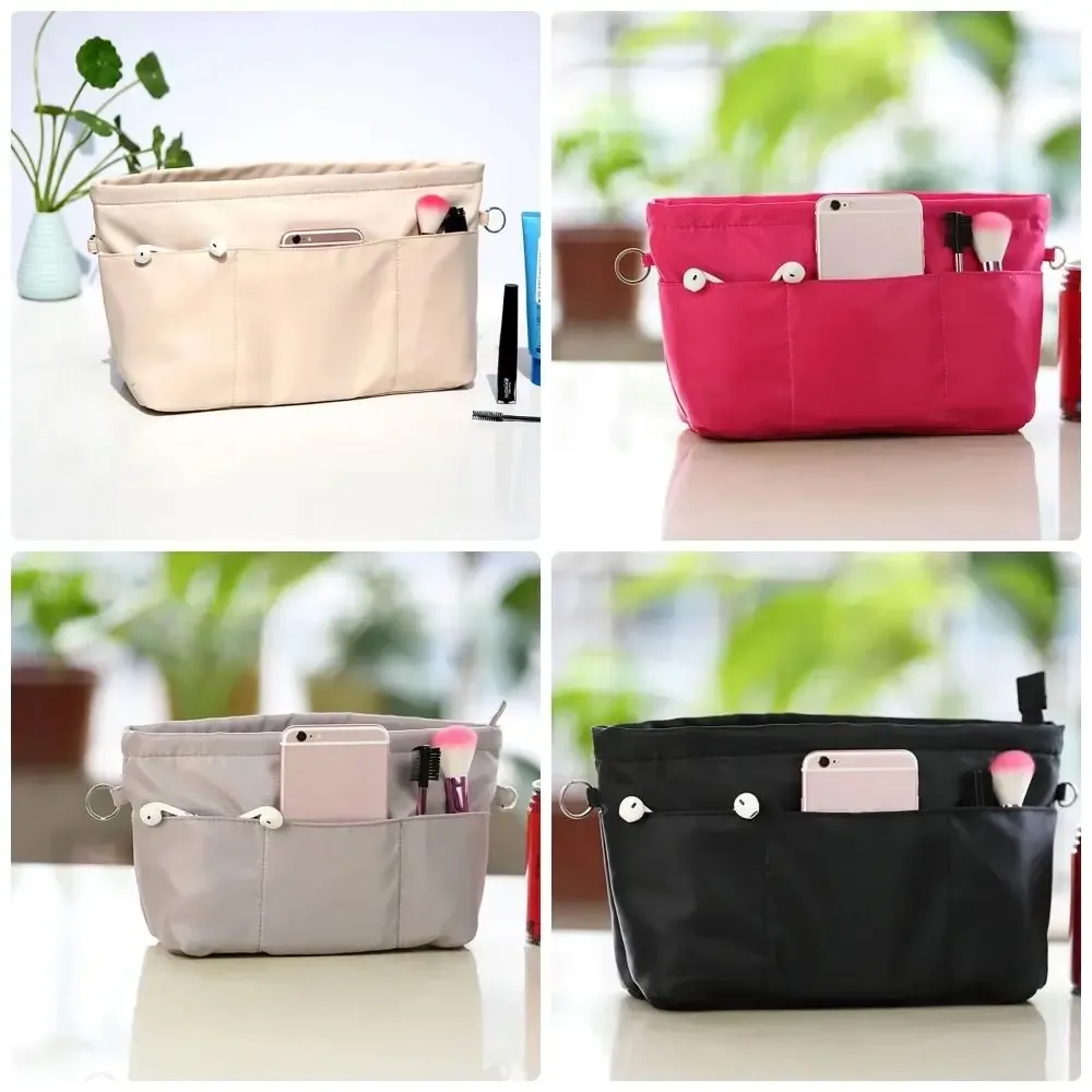 1 pièce nouvelle pochette de rangement en feutre pour sac cosmétique, avec fermeture éclair, sac intérieur portable multi-poches, organisateur de sac à main pour femme
