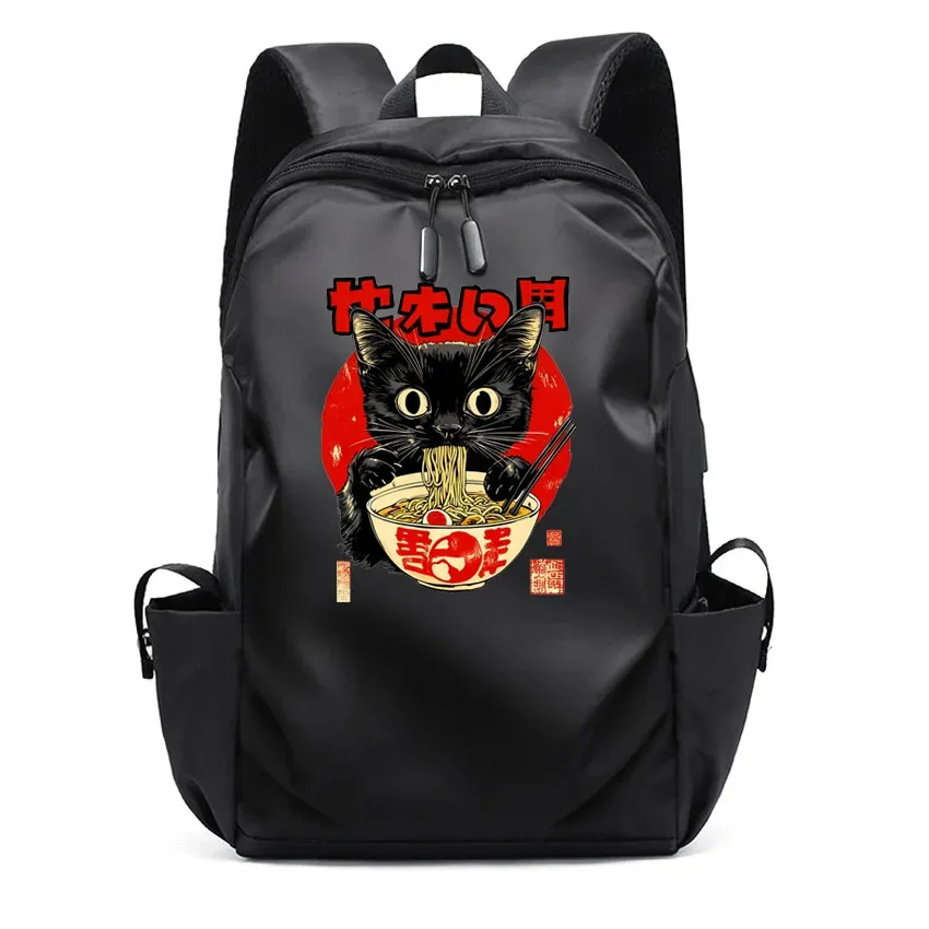 ordinateur portable usb sac à dos sac d'école drôle dessin animé ramen chat motif imprimé sac à dos sac à dos hommes femmes loisirs sac à dos