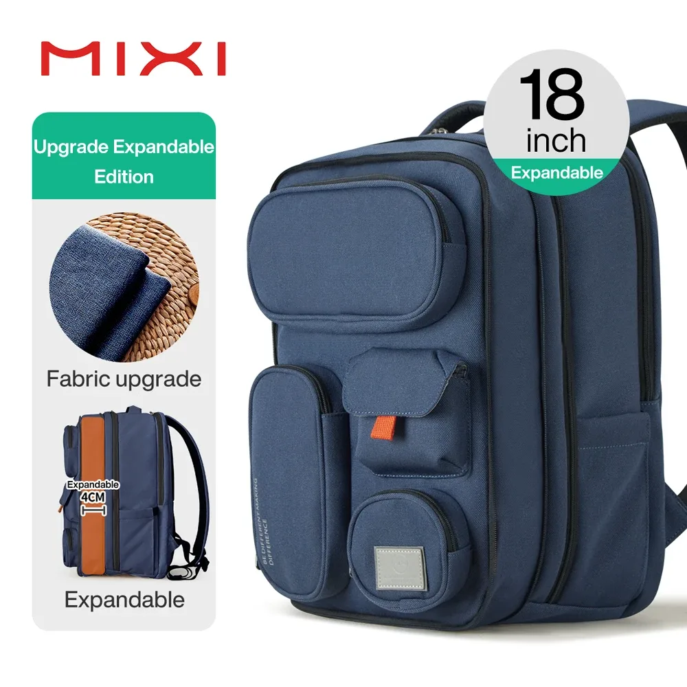 mixi nouveau design brevet sac à dos de voyage multifonctionnel unisexe étanche 18 pouces m5015