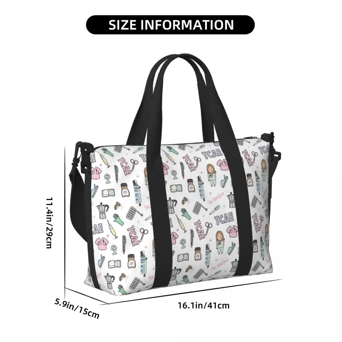 infirmière médecin modèle sac fourre-tout femmes dessin animé impression taches shopper épaule plage salle de sport sac de voyage en plein air taille unique