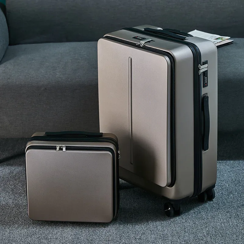 valise à roulettes avec sac pour ordinateur portable pour homme, voyage d'affaires, roue universelle, chariot, boîte pc, bagage à roulettes, nouveau, 20 po, 24 po