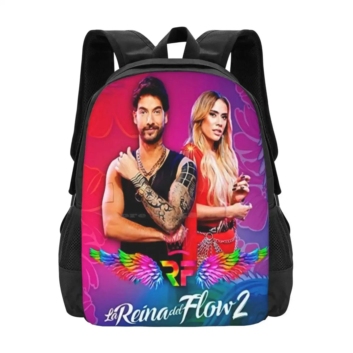 la reina del flow sac à dos scolaire de grande capacité, sacs pour ordinateur portable, cool retro vintage classic aesthetic colorful band music singer