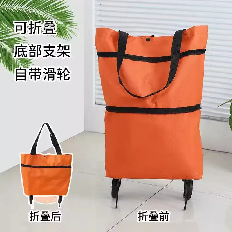 sac de courses pliable à roulettes avec logo personnalisé, grande capacité, sac fourre-tout à roulettes pour femmes, pour la maison, le supermarché et les courses.