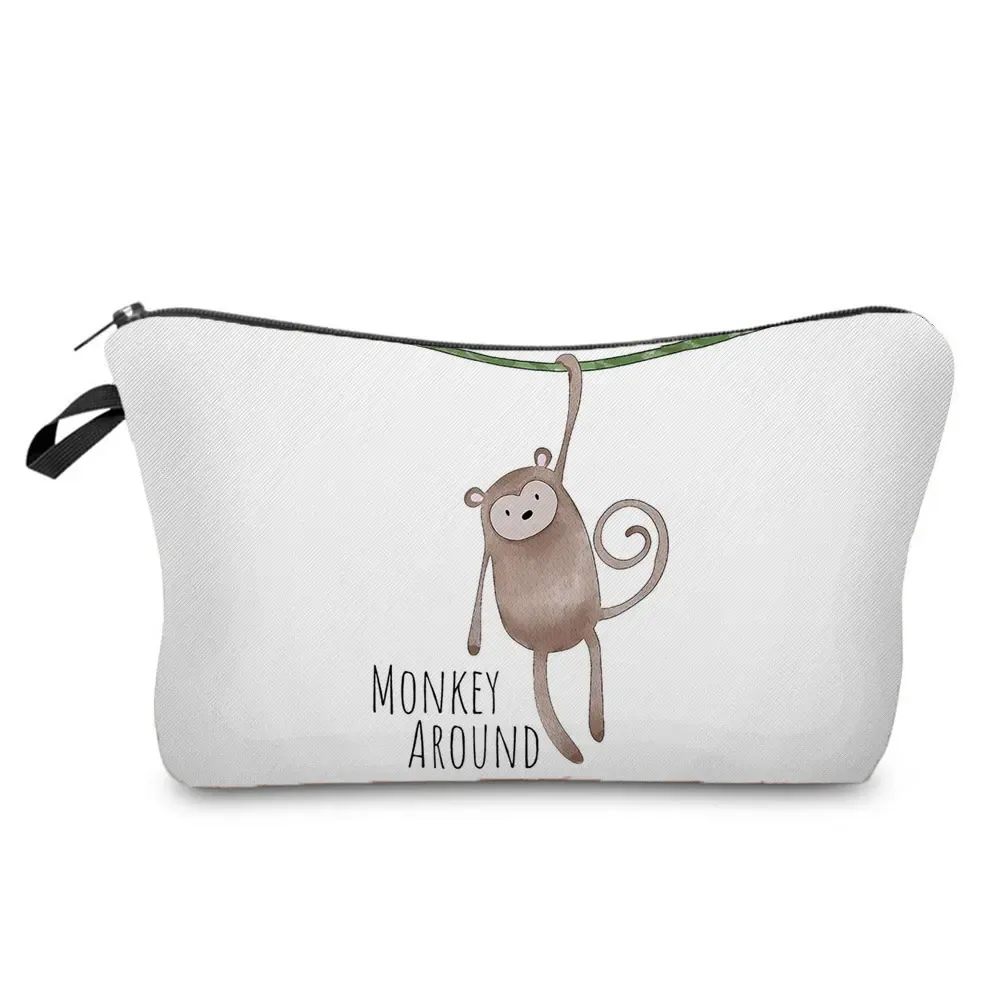 trousse à cosmétiques avec impression d'animaux aquarelle, sac de maquillage pour femme, dessin animé dinosaure ours, sac de rangement de jouets portable, meilleur cadeau pour enfants