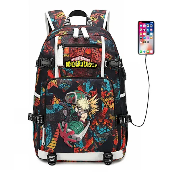 sac à dos de voyage grande capacité mha, sacs d'école imperméables pour garçons, sac à dos pour ordinateur portable avec chargement usb, sac à dos oxford pour cosplay