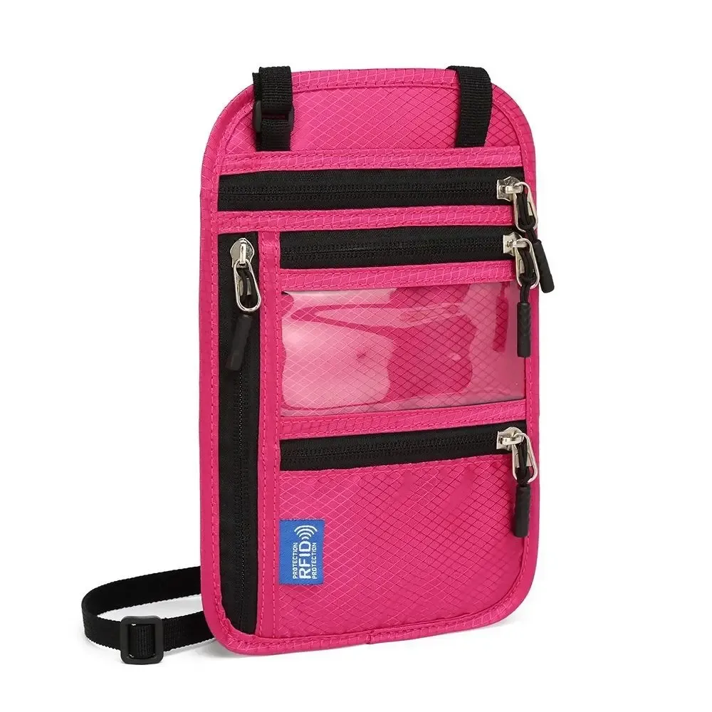 Sac de passeport RFID bloquant la RFID, portefeuille de cou antivol multi-poches, étanche avec sangle de cou réglable, pochette à bandoulière pour hommes