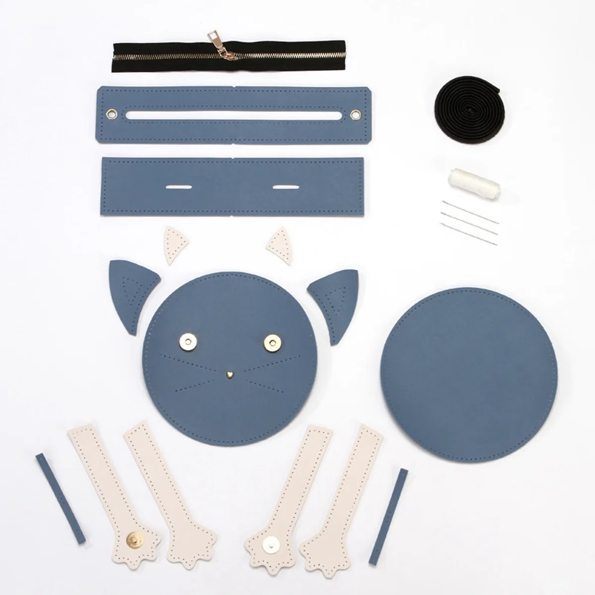 kit de fabrication de sacs à bandoulière diy, sac tissé à la main, artisanat de couture en cuir prédécoupé, en forme de chat, outils complets pour débutants
