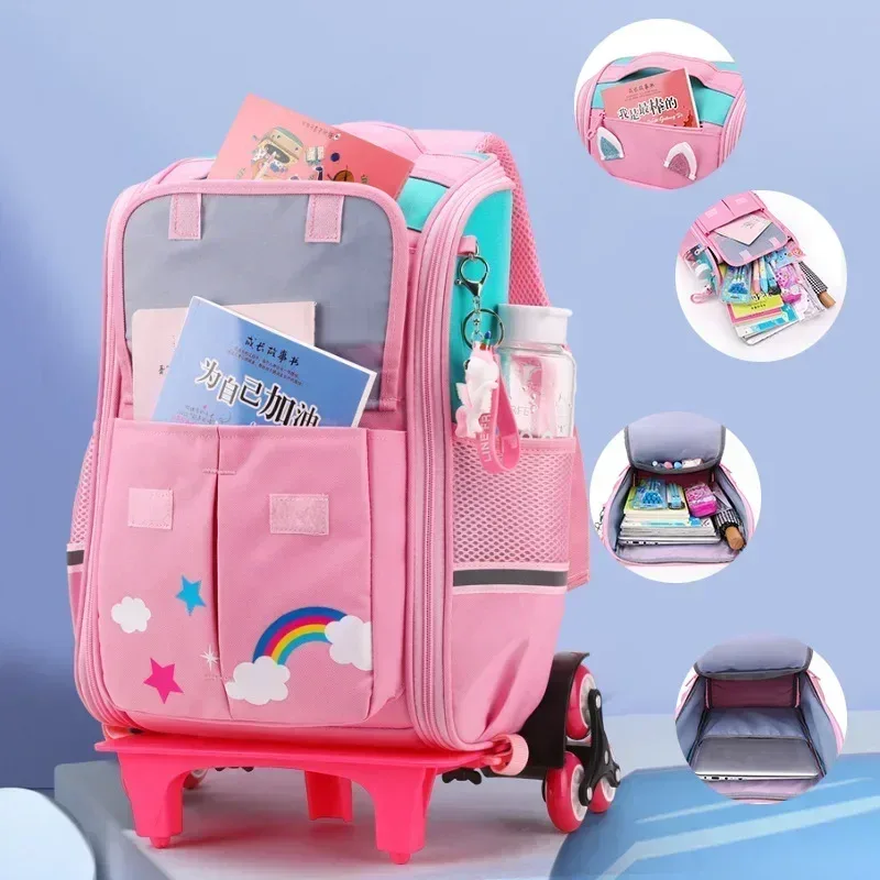 sac à dos d'école à roulettes pour enfant fille et garçon