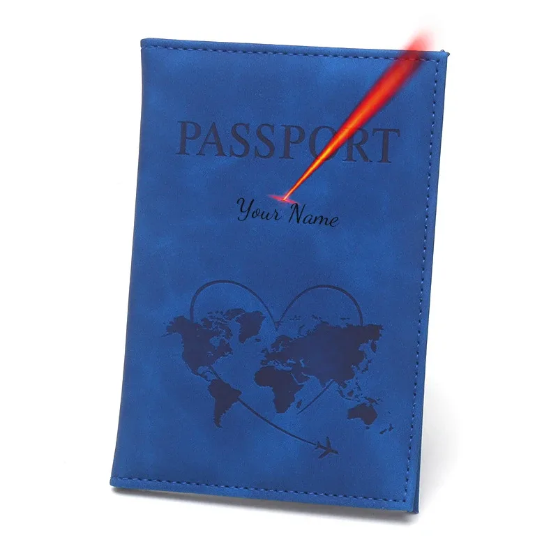 belle couverture de passeport de carte, portefeuille de voyage à la mode, organisateur de documents, passeport, nom personnalisé sur la protection du passeport