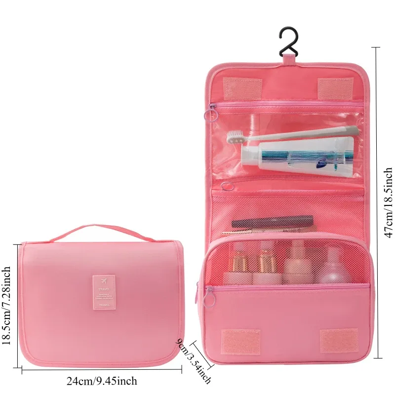 sac de toilette portable à crochet, multifonctionnel, imperméable, résistant à l'usure, rangement multicouche, grande capacité, trousse de maquillage
