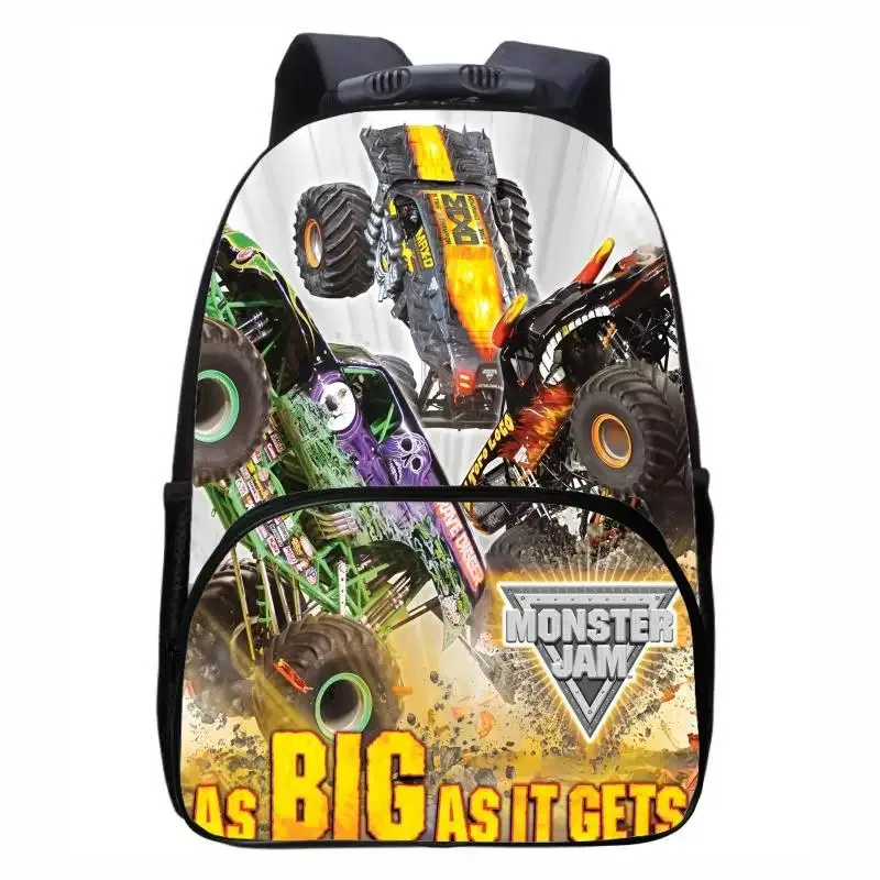 monster jam truck, sac à dos rond avant pour élèves du primaire, du secondaire et du lycée, sacs à dos masculins et féminins
