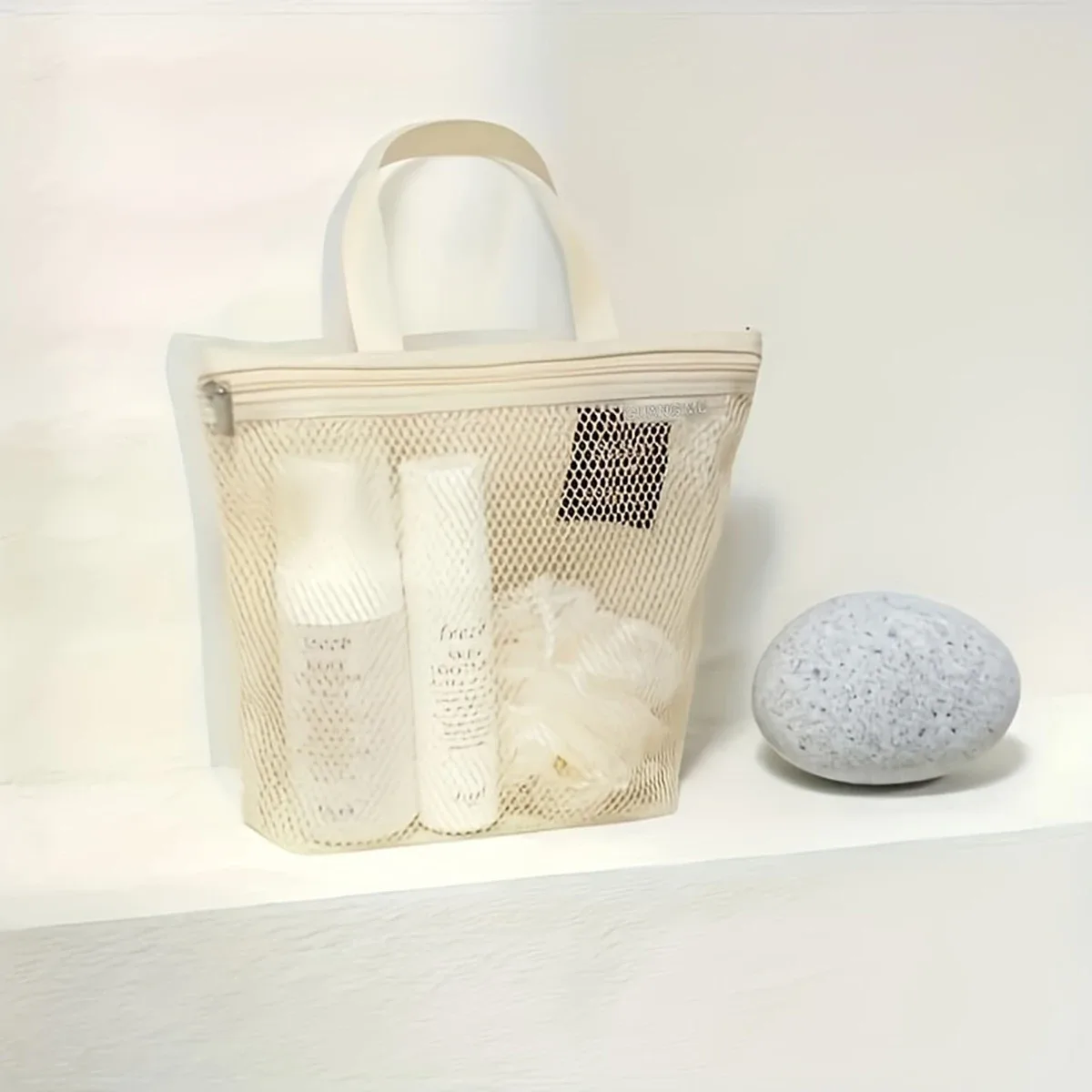 sac de maquillage portable, en maille respirante, sac de douche imperméable, sac de sport, sac de rangement polyvalent, trousse de toilette de voyage