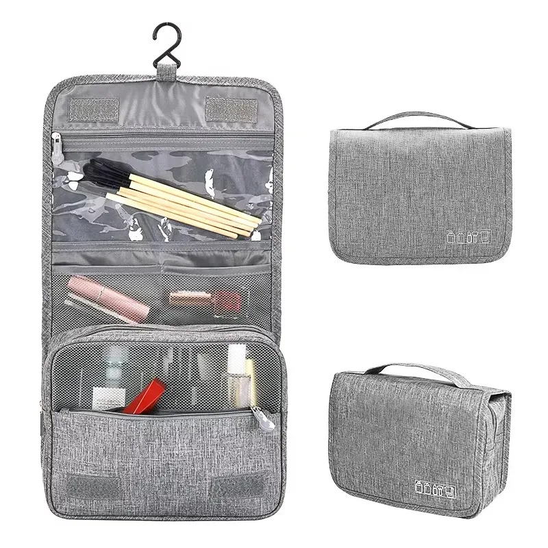 sac de voyage suspendable pour cosmétiques, grande capacité, trousse de toilette portable, séparation sec/humide, pour hommes et femmes, voyages d'affaires et de loisirs en plein air.