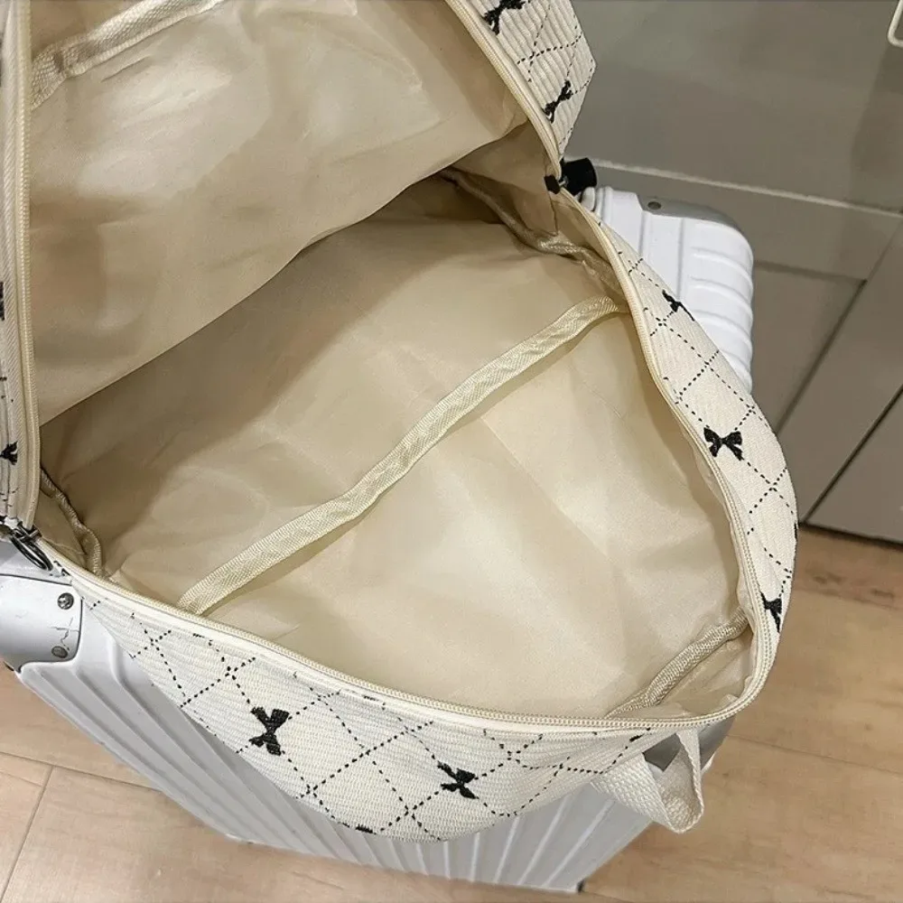 Sac à dos tendance en velours côtelé avec nœud, style Ins, imprimé nœud, polyvalent, grande capacité, pour étudiantes