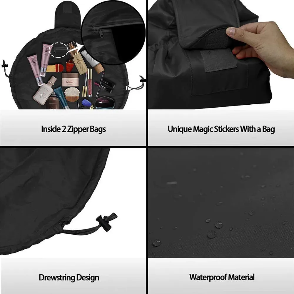 sac de rangement portable étanche pour cosmétiques, sac paresseux de proximité wstring, poudres de maquillage magiques, grande capacité, trousse de beauté de toilette de voyage