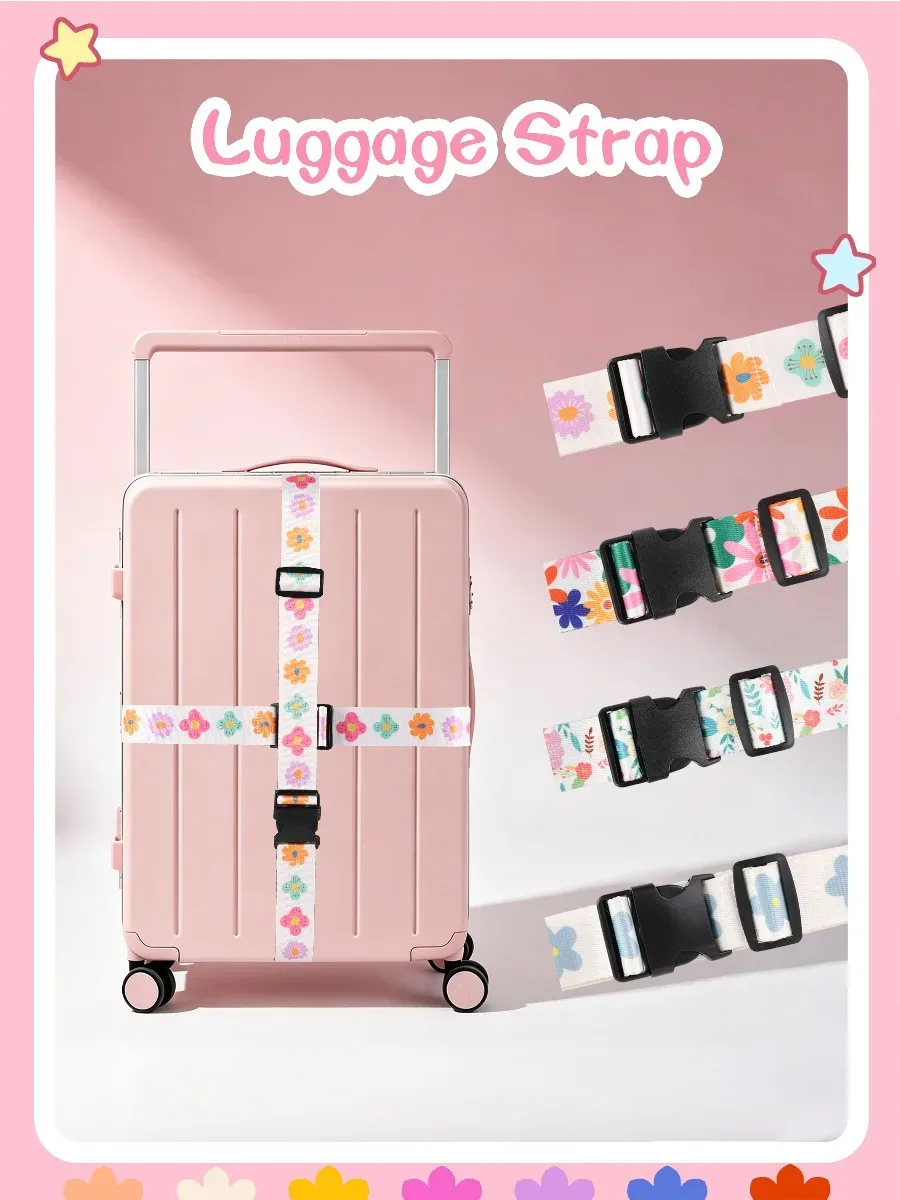 sangle de bagage décontractée et mignonne, imprimé fleurs et cœurs, multifonctionnelle, réglable, polyvalente, durable, pour les voyages d'affaires quotidiens