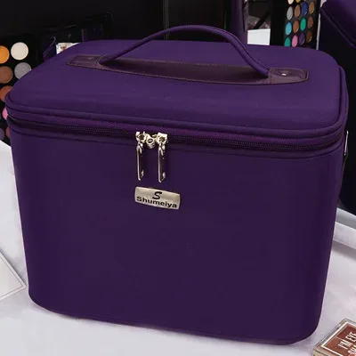 trousse à cosmétiques imperméable en tissu oxford, sac à cosmétiques multicouche de grande capacité, sac à bandoulière portable pour femme