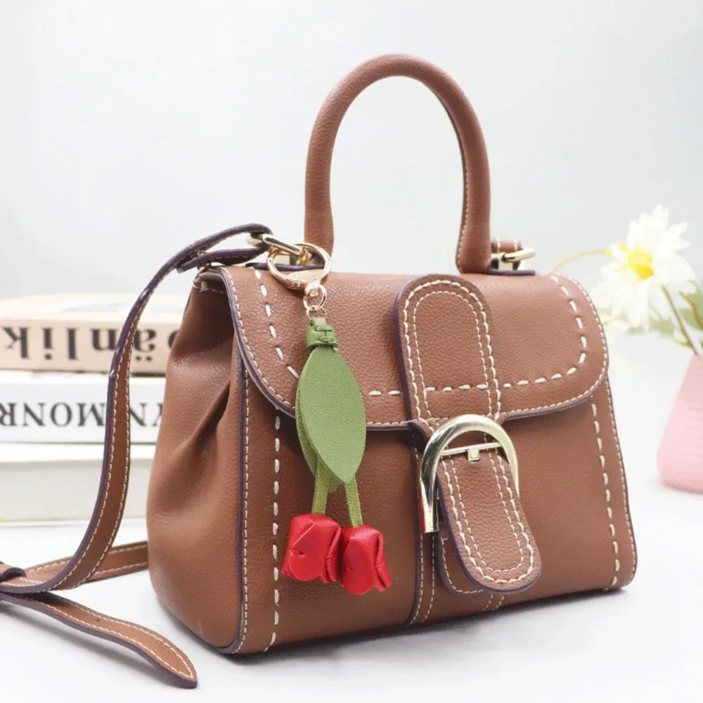 pendentif de sac tulipe en cuir pu, dopamine, frais, décoration de sac à dos, accessoires assortis, breloques de sac, lanière florale, cadeau