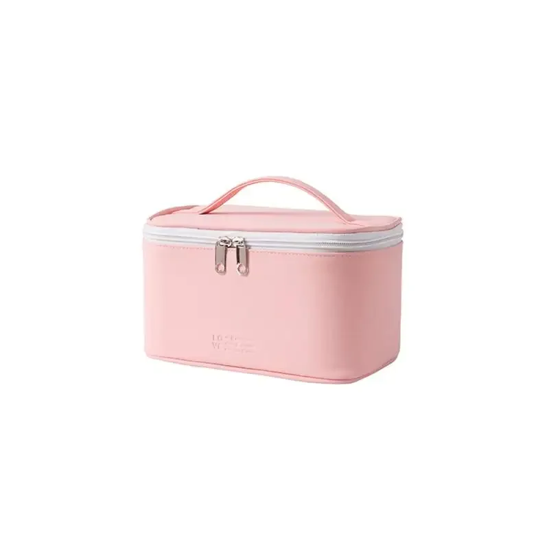 sac de maquillage portable en pu avec fermeture éclair, organiseur de produits de soin de la peau pour voyage, sac cosmétique grande capacité pour le lavage des cosmétiques