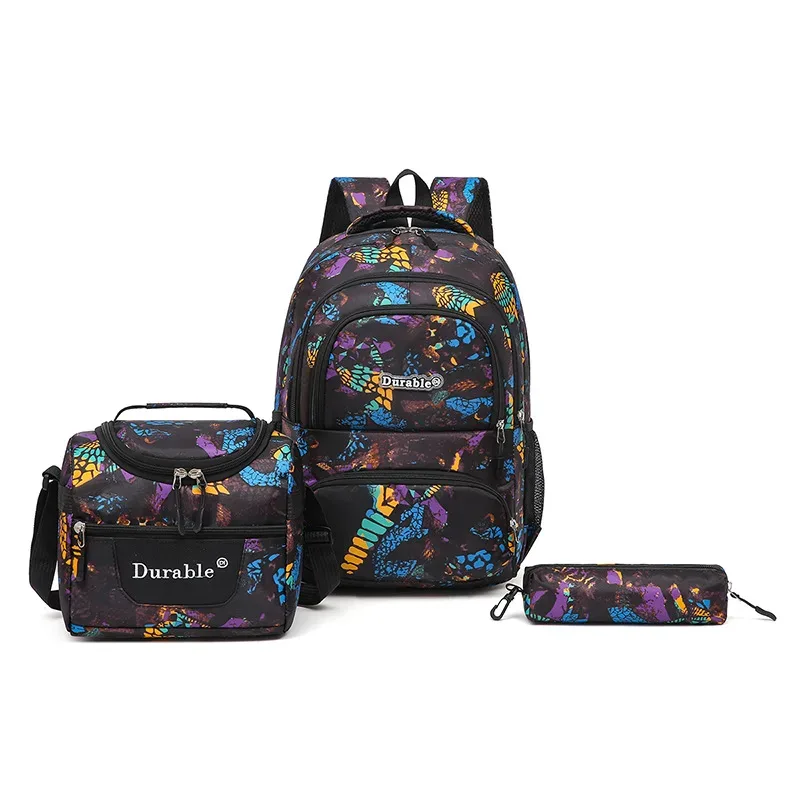 sacs d'école pour enfants pour garçons, ensemble de cartable, sac de livre primaire, sac à dos d'école avec sac à déjeuner, sac à dos de voyage étanche pour enfants 3 pièces