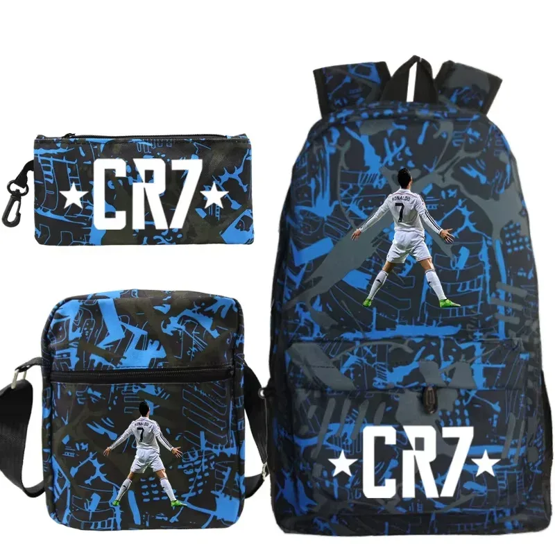 Nouveaux sacs à dos CR7 3 pièces, style simple, légers, pour garçons et filles, sacs d'école, grande capacité, sacs à dos pour ordinateur portable pour adolescents, femmes et hommes, sacs de voyage