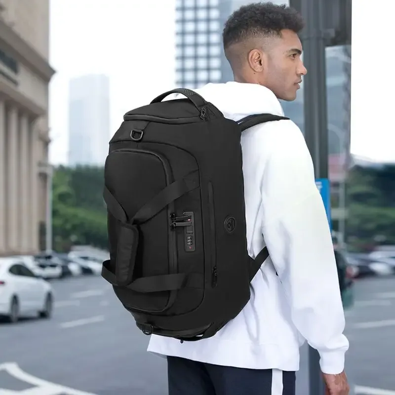 ozuko hommes voyage sacs polochon grande capacité sacs à main de sport avec sac à chaussures poche humide multifonction court voyage sacs à dos imperméables