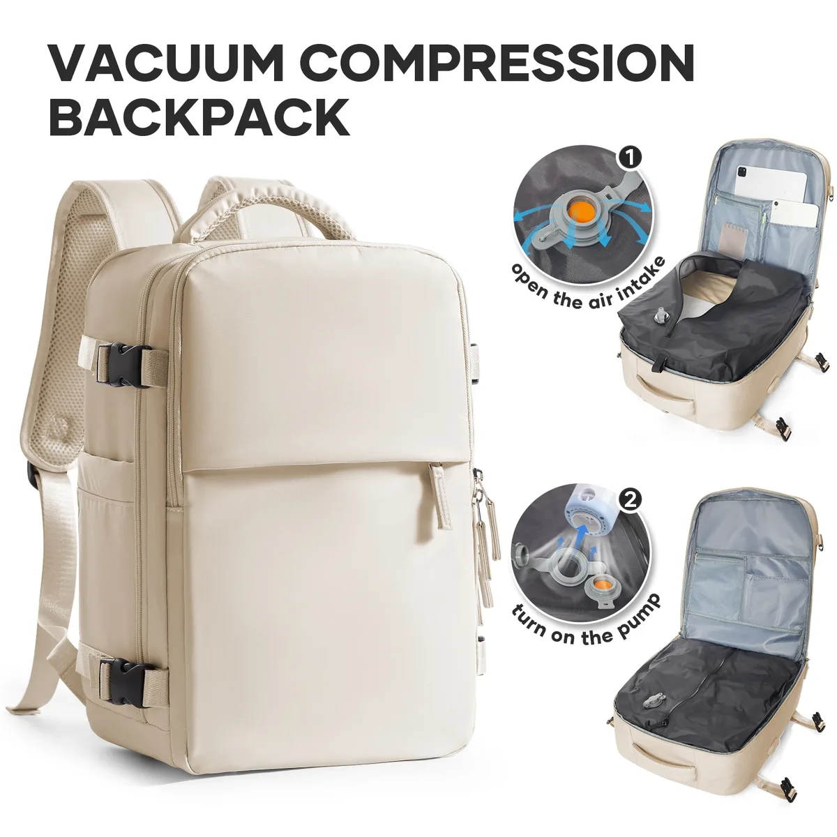 sac à dos sous vide easyjet sac de cabine 45x36x20 sac à dos, bagage à main sac à dos de cabine femmes hommes 15.6 pouces pochette d'ordinateur stockage sous vide
