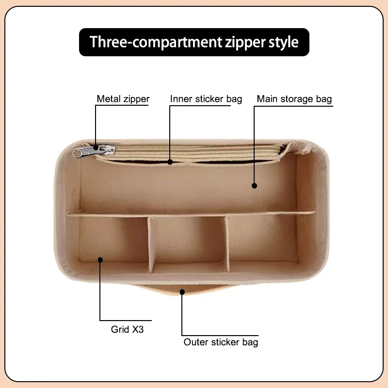 sac à main en feutre pour femmes, organisateur de cosmétiques, adapté pour h lindy mini 26 30 34, pochette intérieure à fermeture éclair, design de luxe
