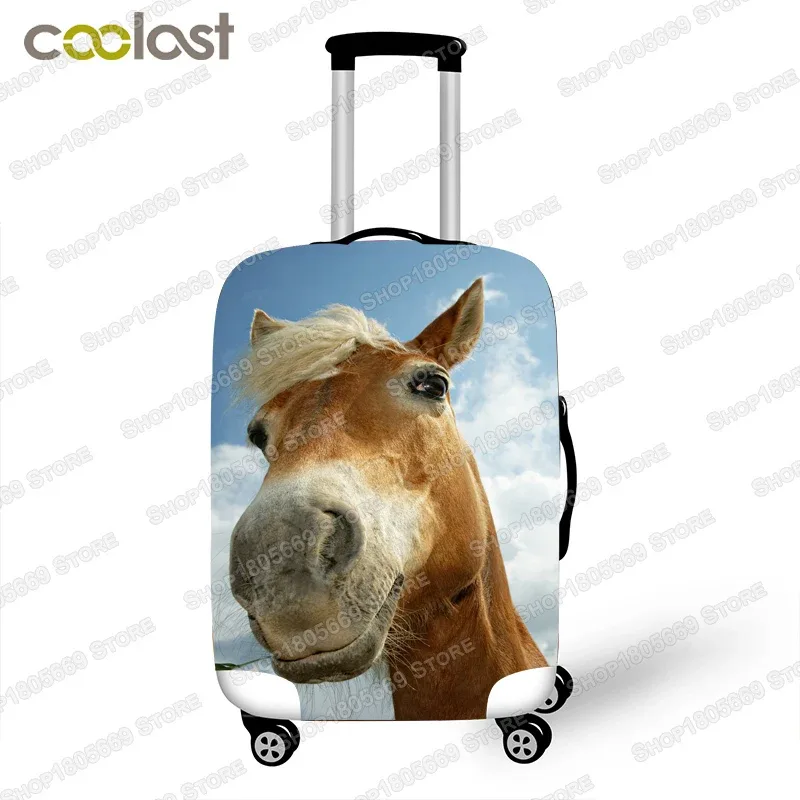 juste de bagage imprimée animal et cheval, housses de valise à roulettes élastiques, anti-poussière, accessoires de voyage mignons