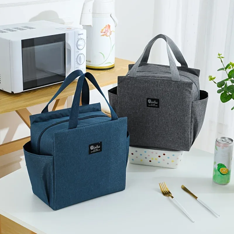 Sac fourre-tout isotherme à double poche, sac à lunch isotherme, sac fourre-tout portable sans contact avec les aliments, sac à pique-nique isotherme de grande capacité, sac à lunch lavable avec fermeture éclair, adapté aux pique-niques en plein air, au camping ou à une utilisation quotidienne au travail