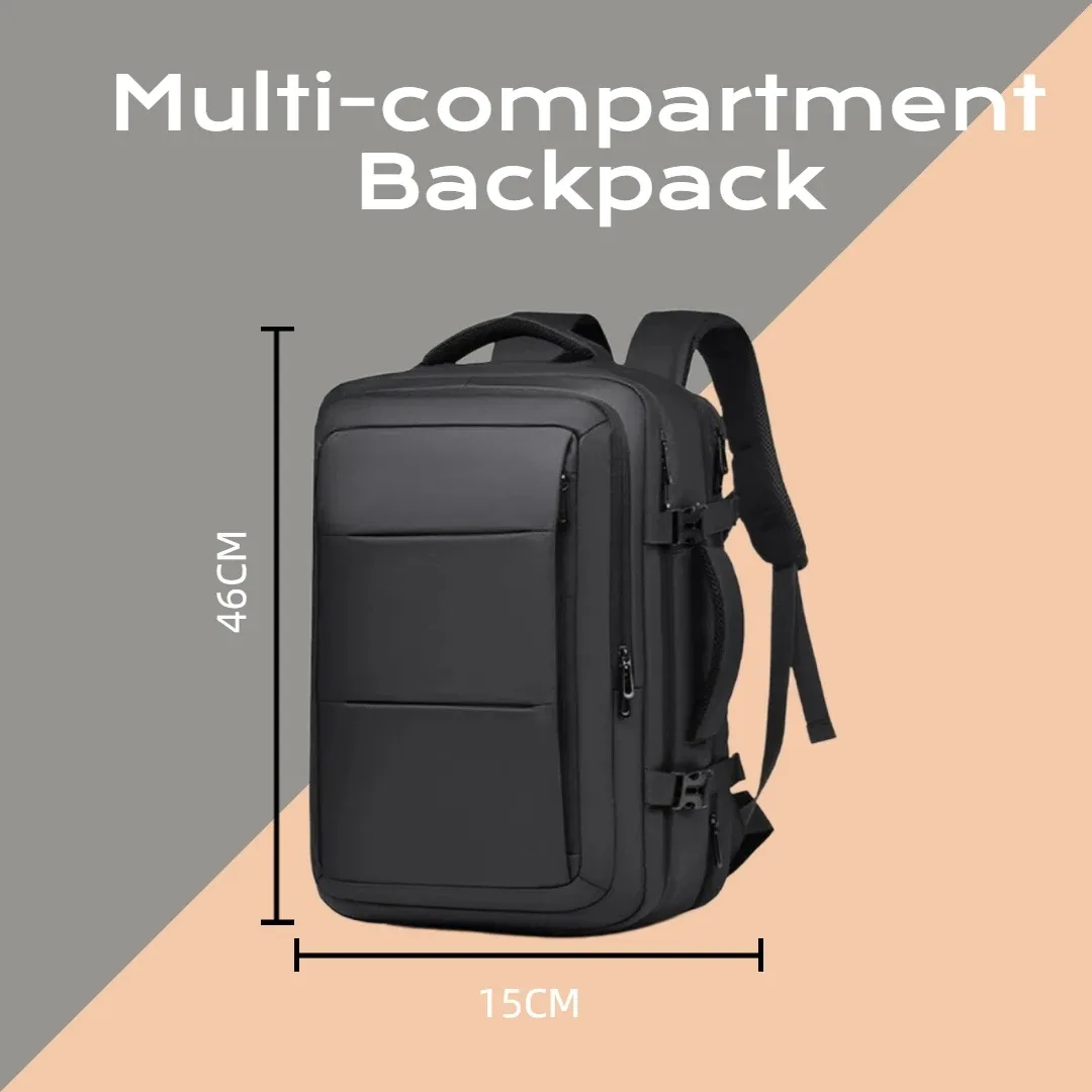 sac a dos compression vide expansible 20l a 35l etanche oxford enduit tpu polyester anti-rayures voyage ordinateur homme affaires randonnee scolaire daypack poche separation humide sec bretelles 15.6 pouces noir