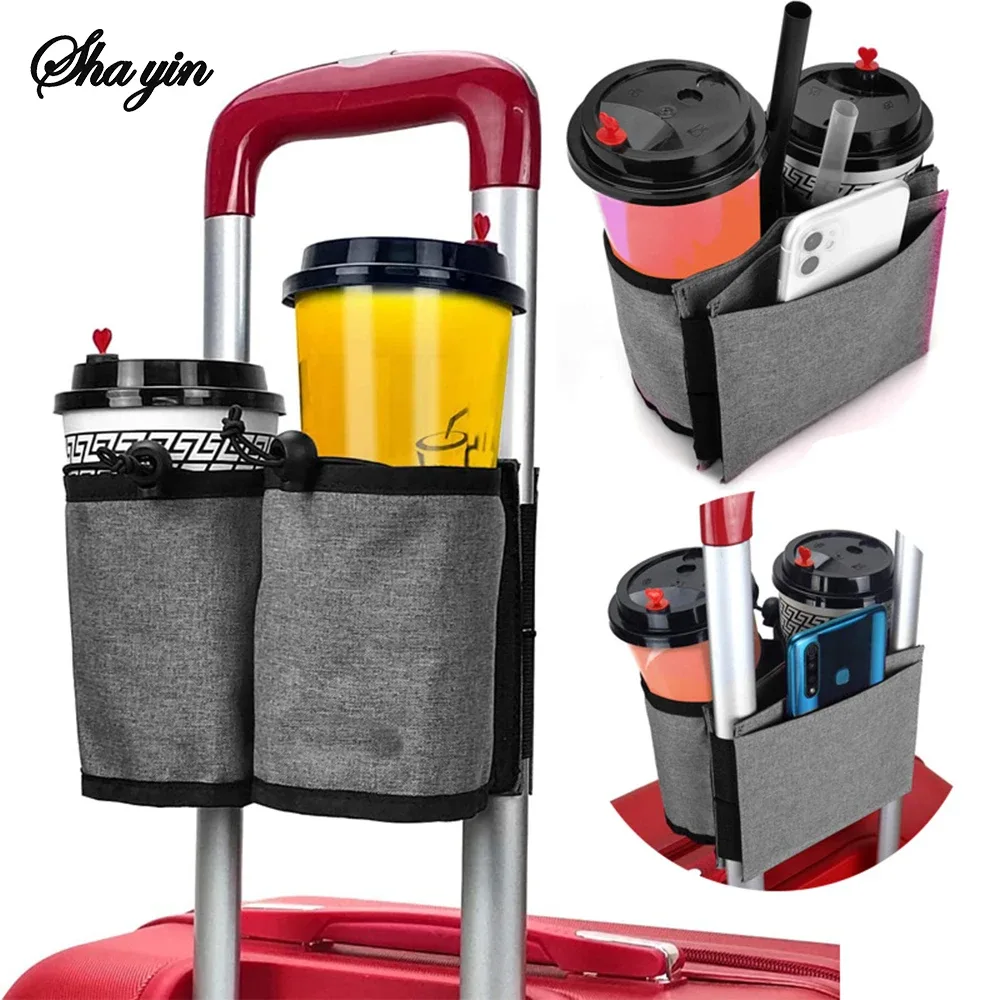Porte-gobelet pour bagages de voyage, valise à main libre Durable, sac à boissons, porte-tasses de thé au lait et à café, convient à toutes les poignées de valise