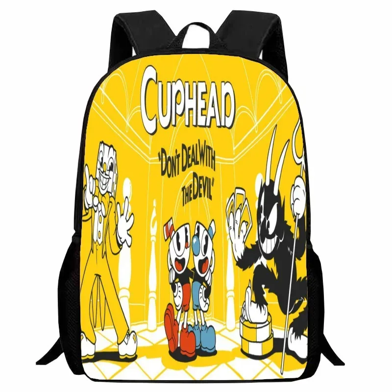 cuphead étudiant sac à dos dessin animé tasse à thé tête sac à dos léger 123 qualité garçons et filles