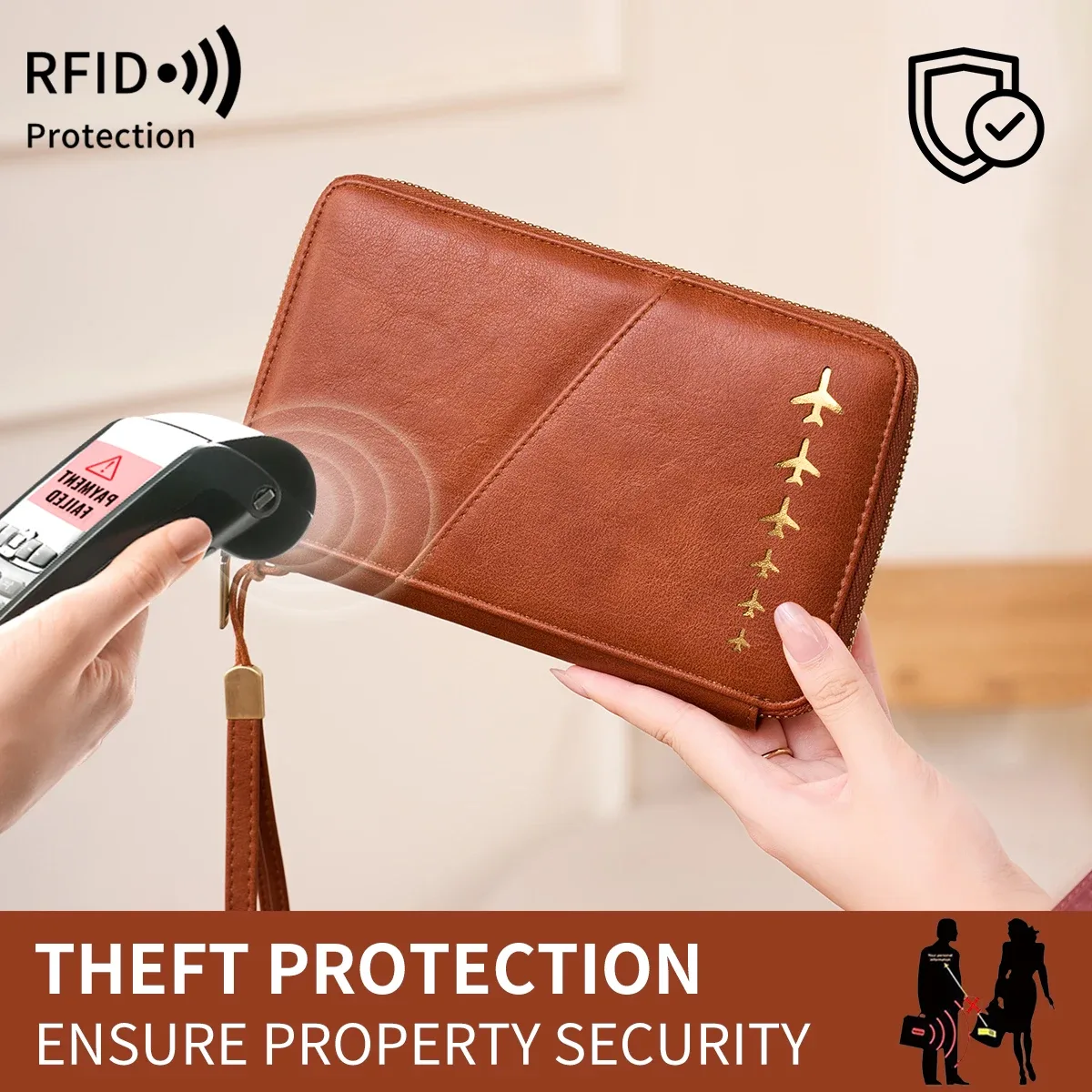 nouveau portefeuille porte-passeport familial rfid bloquant le sac de rangement de documents de voyage femmes hommes portefeuille de passeport multifonctionnel en cuir pu