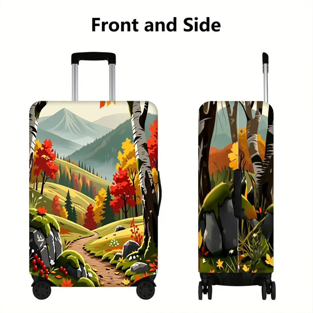 1 housse de bagage à imprimé forêt et montagne d'automne. s'adapte aux valises de 18 à 32 pouces ; protège efficacement vos bagages.