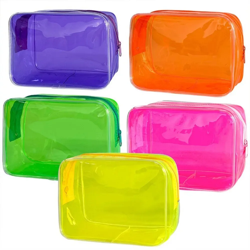 trousse de toilette en msi transparente en pvc colorée, sac de voyage, grande capacité, poudres de maquillage, évaluation cosmétique