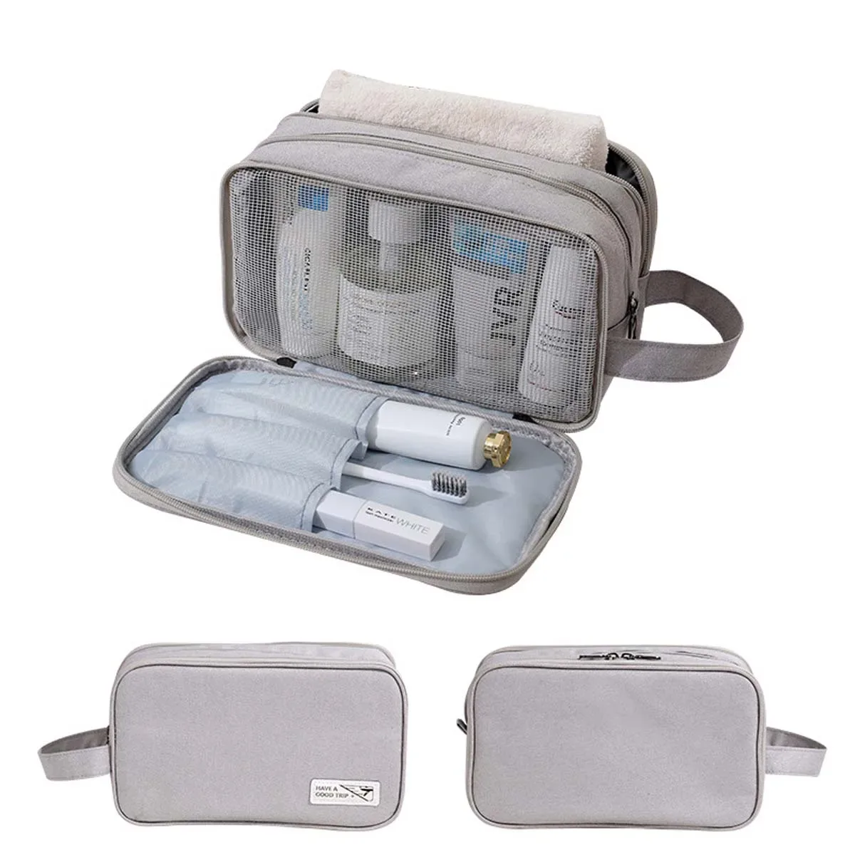 trousse de toilette simple pour voyage d'affaires pour hommes, sac de séparation sec et humide portable, sac de rangement de cosmétiques de voyage de grande capacité, vente en gros