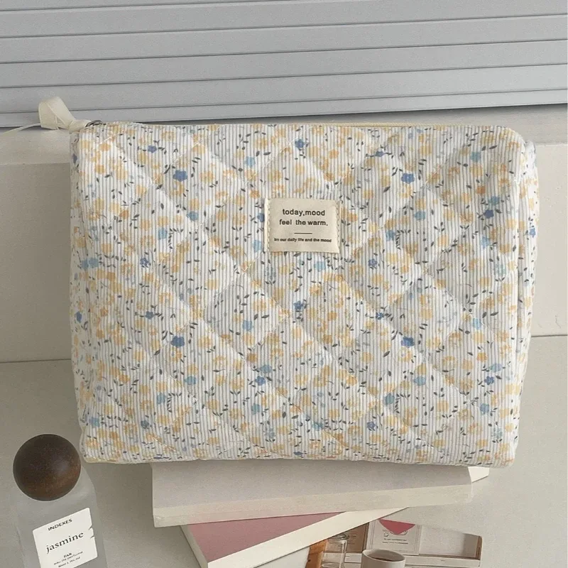 sacs de rangement pour cosmétiques en velours côtelé à motifs floraux vintage, sacs à main portables rétro pour femmes, étui de maquillage simple pour femme, pochette.