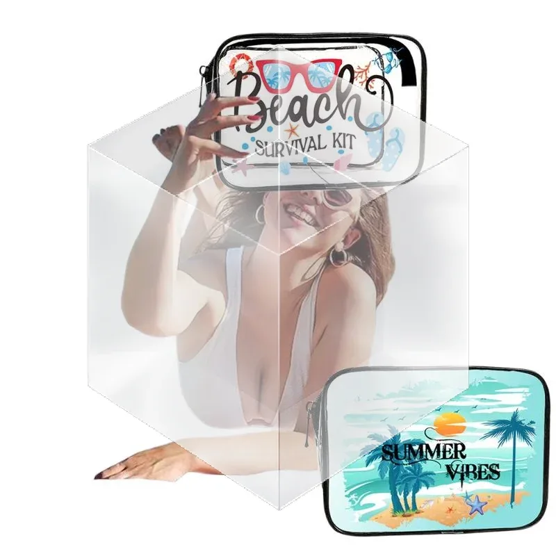 sac à cosmétiques de voyage transparent en pvc, 1 pièce, organisateur de maquillage portable, parfait pour les voyages d'été