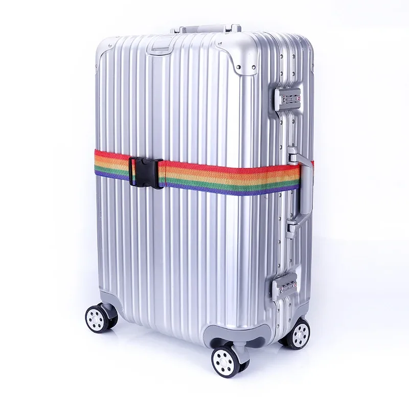 sangles de bagage droites pour valise, ceinture de bagage en polyester avec boucle de déverrouillage réglable, accessoire de voyage 