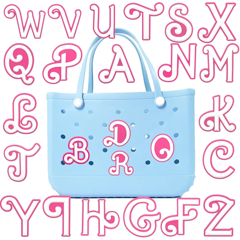 Sac fourre-tout alphabet rose pour femme, breloques de sac à main lettre A-Z, accessoires pour femmes, sac fourre-tout de plage en plein air, décorations 1 pièce