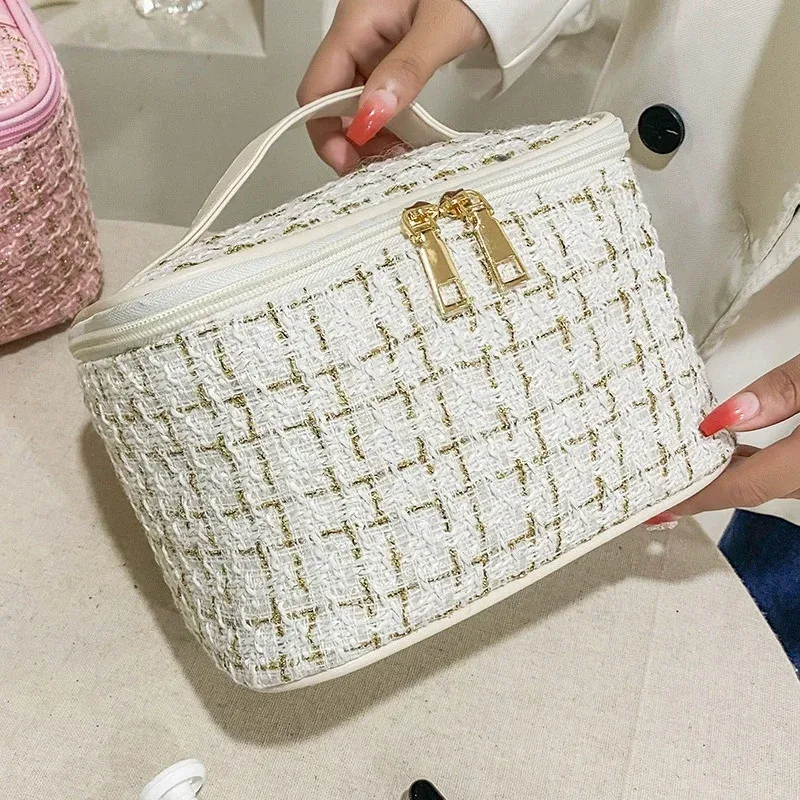 nouvelle trousse de maquillage portable pour femme, style parfumé, simple et tendance, grande capacité, pour le maquillage et les voyages