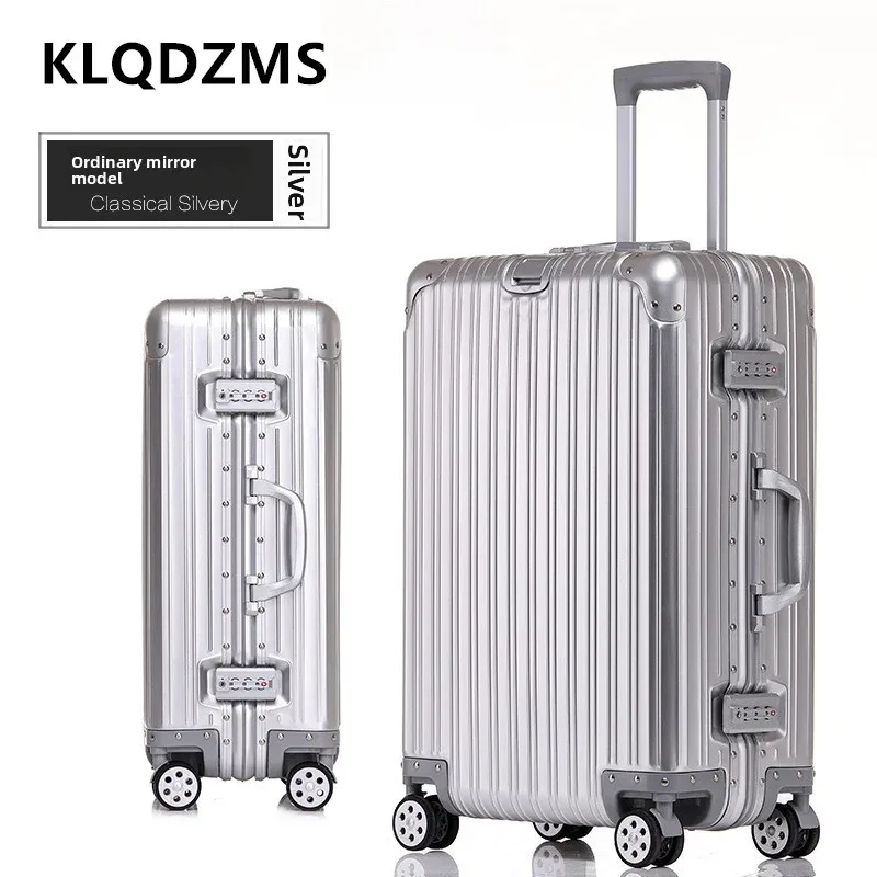 klqdzms valise de haute qualité tout en aluminium et alliage de magnésium boîte d'embarquement boîtier de chariot d'affaires pour hommes 20 "24" 26 "29 pouces bagages